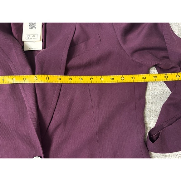 Ted Baker Blazer Women XL Size 5 Purple Wine Red Kclara‎ Relax Fit Patch Jacket - Picture 8 of 10